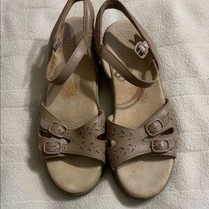 SAS Taupe Leather Sandals